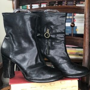 Fiorentini + Baker Midi Heeled Biker Boots Stacked Black